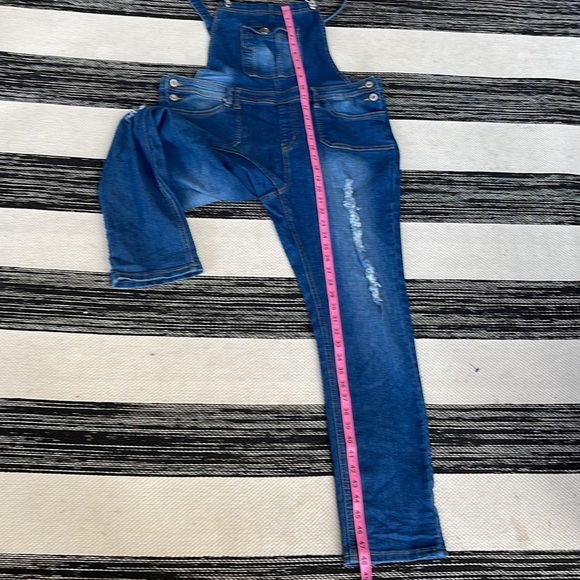 Be-Girl Basic Medium Idigo Distressed Denim Long Overalls Size: 2XL - Picture 12 of 14